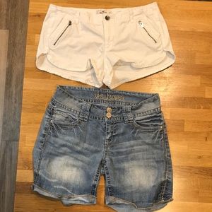 3/$15 ⭐️ 2 pair jean shorts. Size 7 Hollister & Wallflower